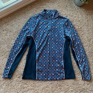 Peter Millar Quarter Zip Medium Blue E4 UPF 50 Golf Pullover Mesh Vented